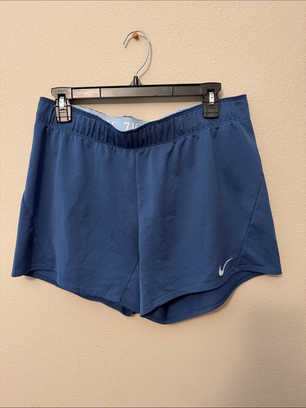Nike Women's Blue Athletic Running Shorts with Swoosh